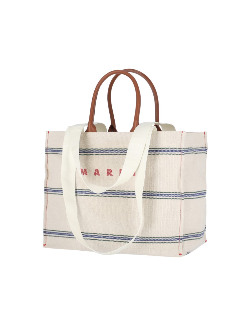 Shop Marni "tote Logo" Bag – White