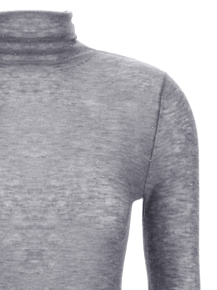 Pinko Semi-sheer Wool Sweater In Gray