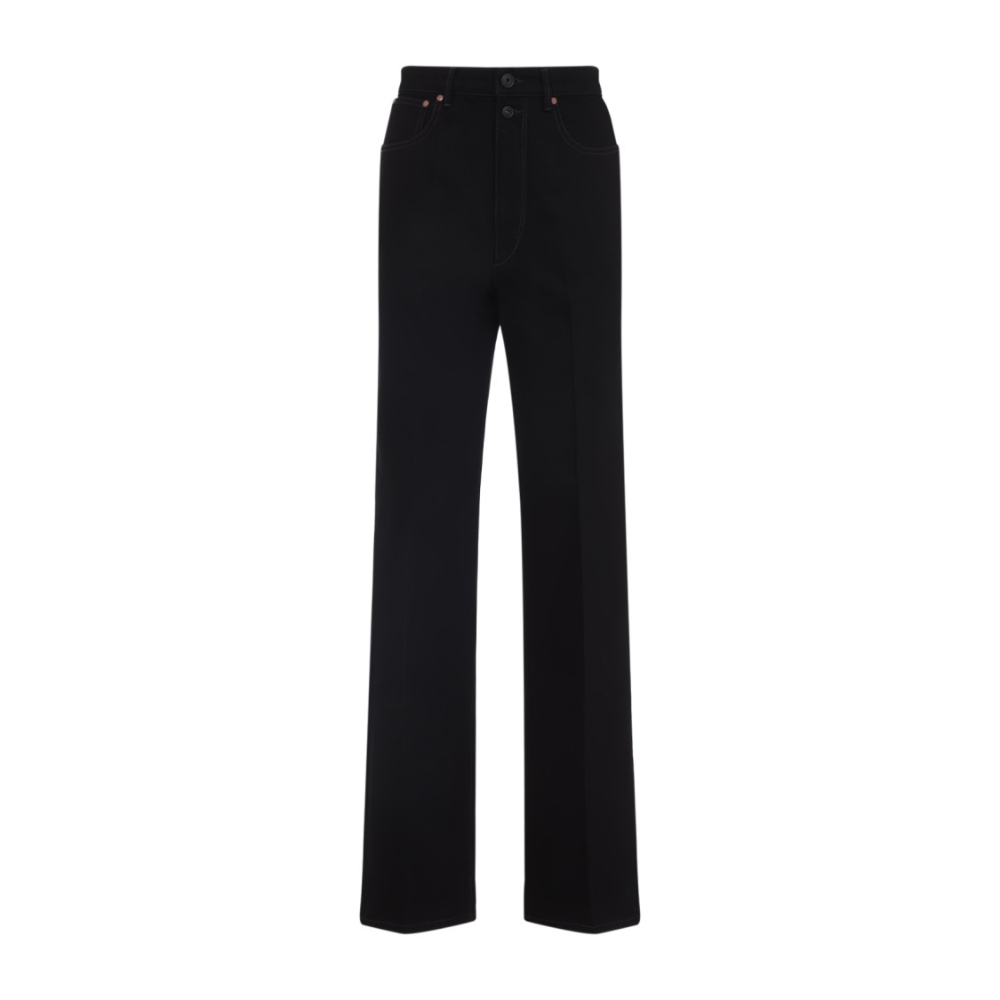Lemaire High-waisted Straight-leg Trousers With Double-button Closure In Black