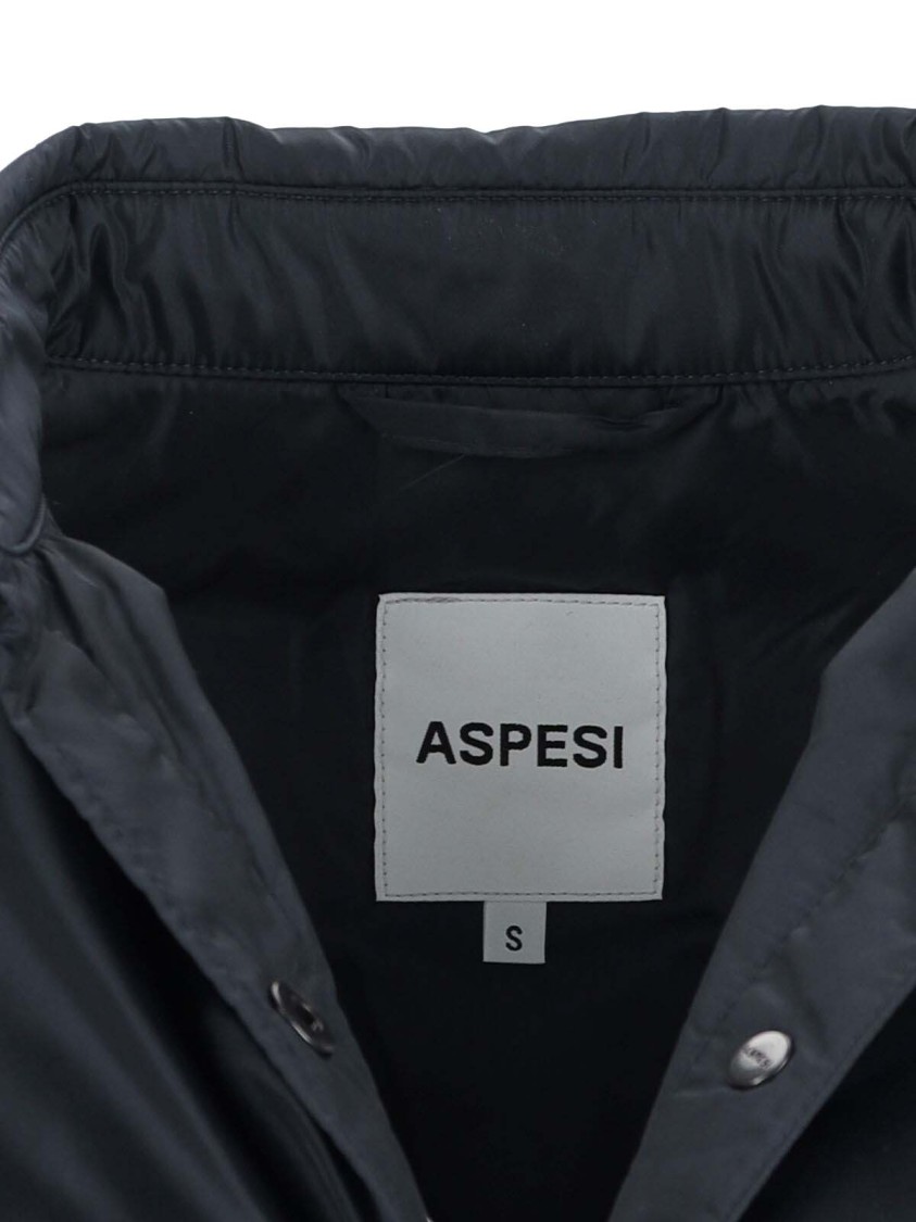 Aspesi Collared Jacket With Button Cuffs And Pockets In Blue