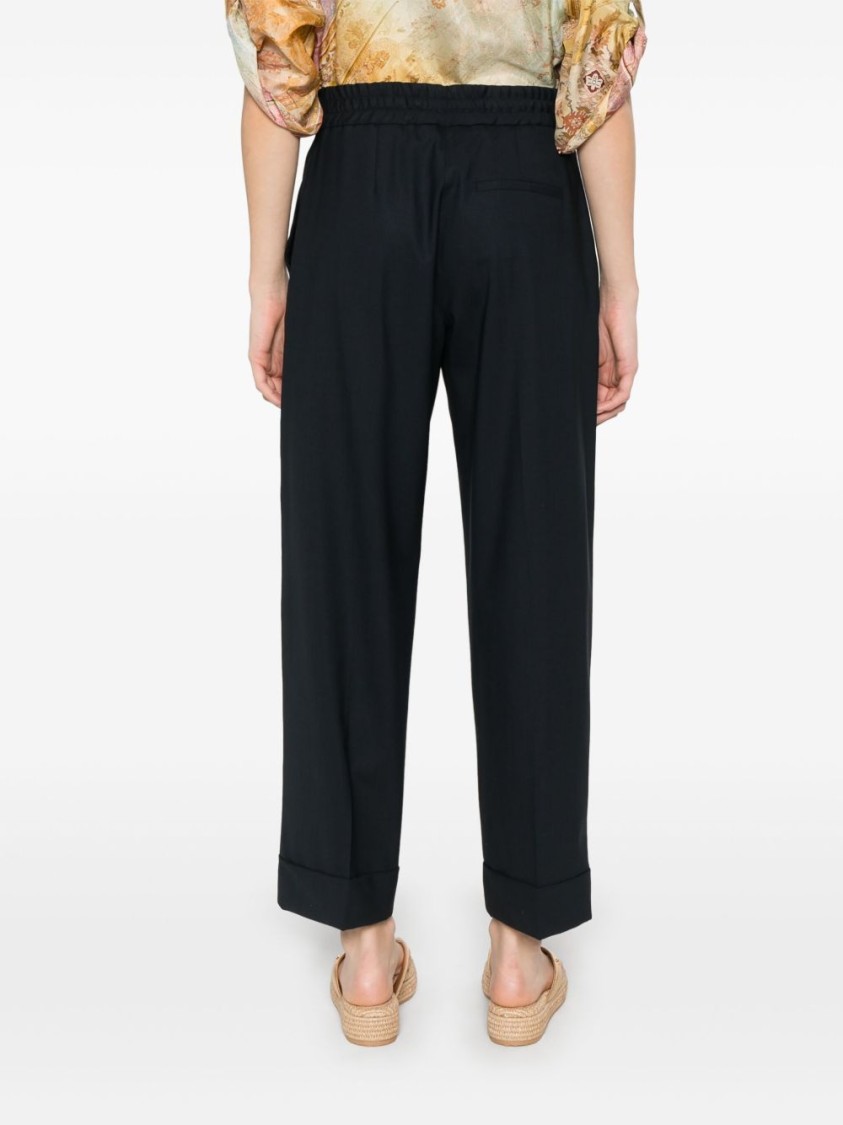 Shop P.a.r.o.s.h Parosh Navy Blue Relaxed Fit Pants With Concealed Fastenings In Black