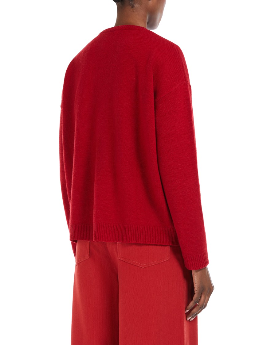 Max Mara Relaxed Fit Red Sweater With Sequin Embellished Logo In Red