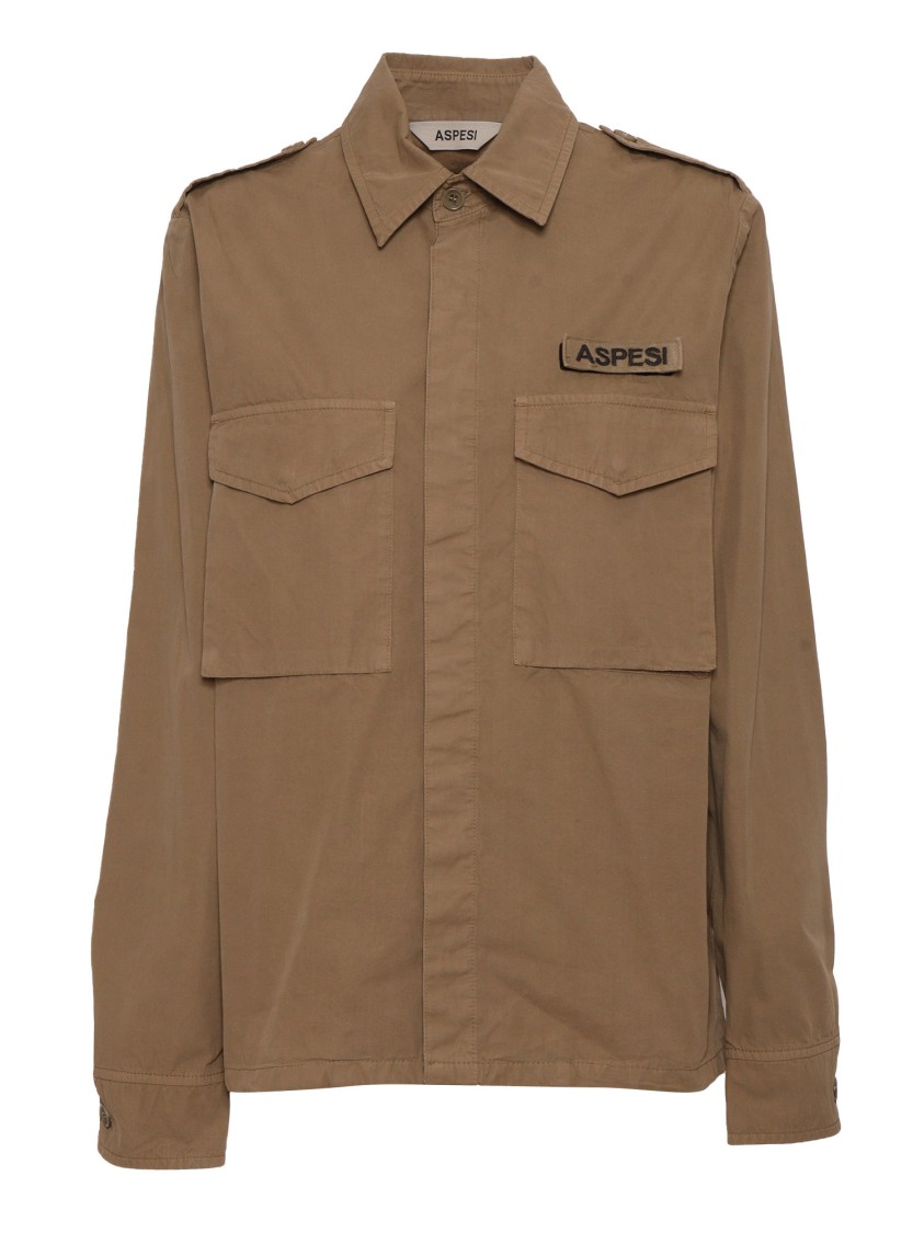 Aspesi Brown Field Shirt With Button-down Front In Brown