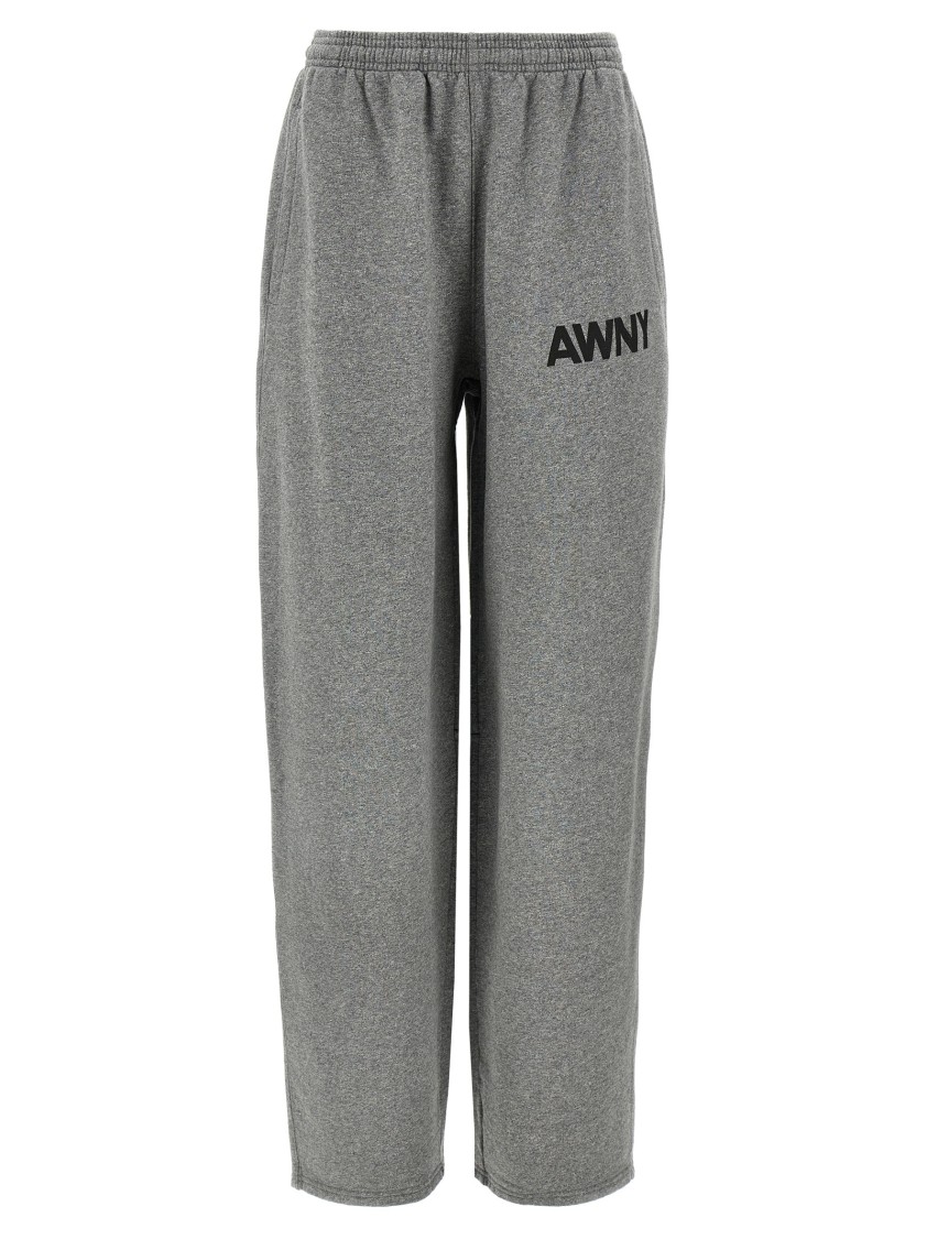 Alexander Wang T T By Alexander Wang Cotton Fleece Sweatpants With Logo Print In Gray