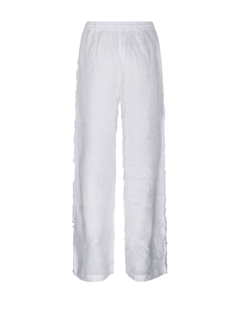 Shop P.a.r.o.s.h Parosh Relaxed Fit Linen Pants In White