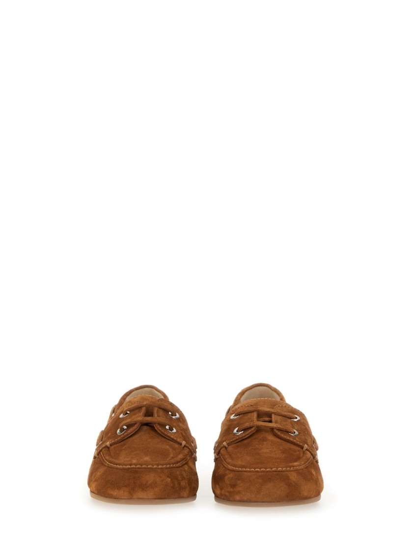 Stuart Weitzman Tinsley Moccasin Suede Loafers In Brown