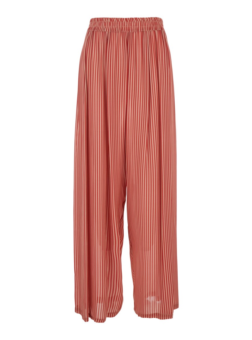 Merci Red Pants With All-over Striped Motif