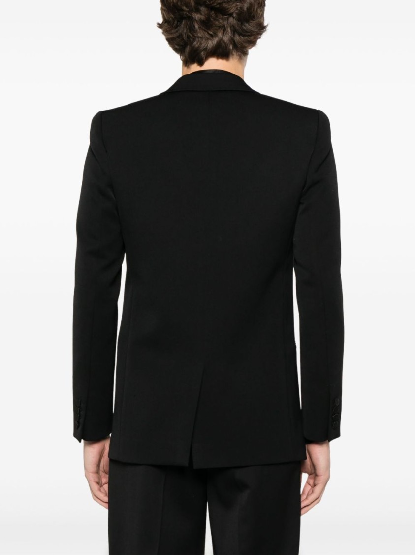 Saint Laurent Padded Shoulder Black Blazer In Black