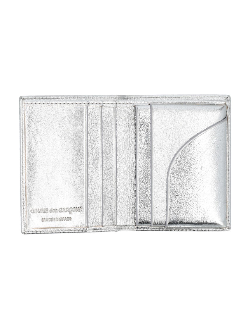 COMME DES GARÇONS COMME DES GARÇONS SILVER LEATHER CARDHOLDER WITH MULTIPLE CARD SLOTS