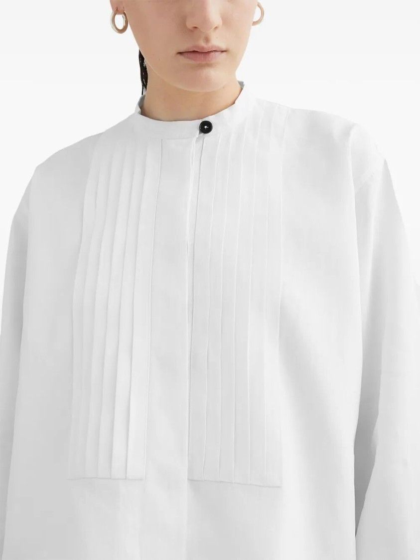 Shop Jil Sander Relaxed-fit Linen Top With High Neckline