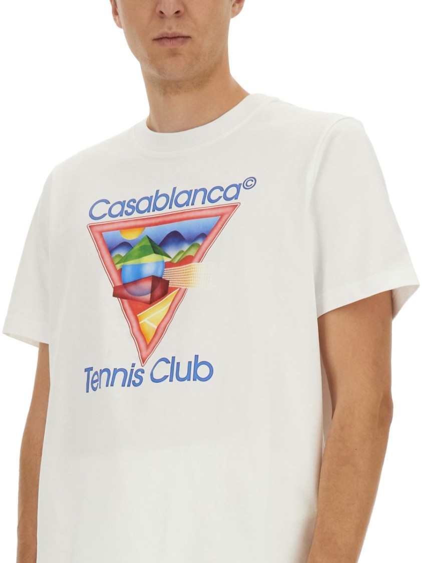 Casablanca Cotton Crew Neck T-shirt With Graphic Print