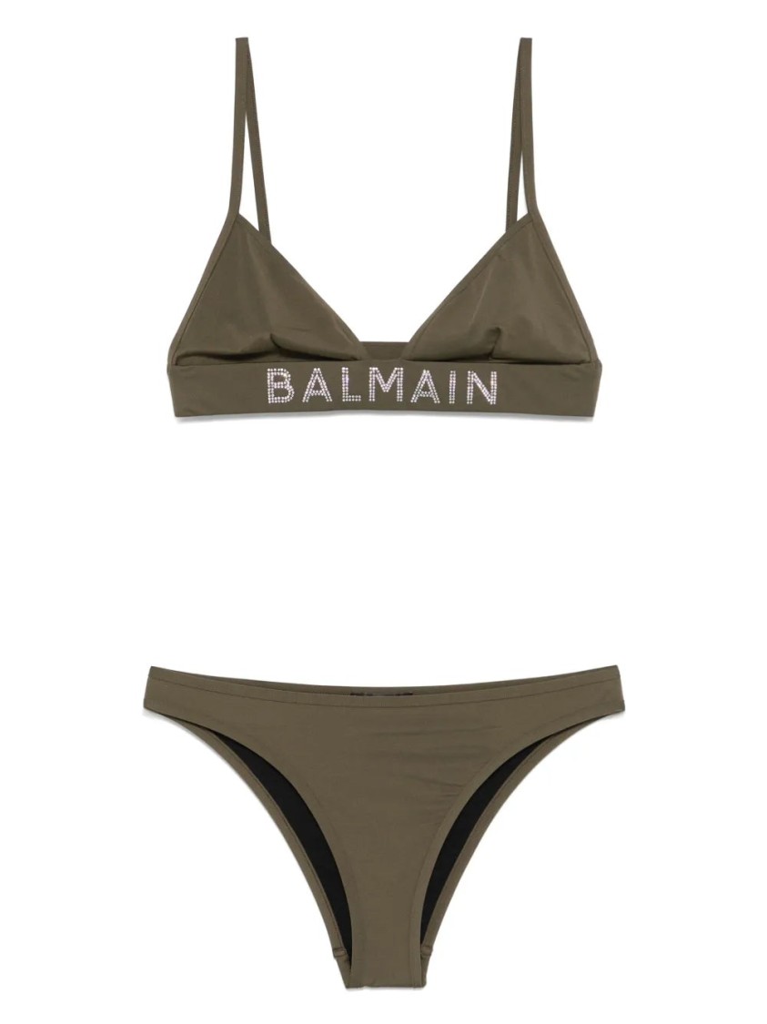 Balmain Triangle Bikini With Classic Fit In Green