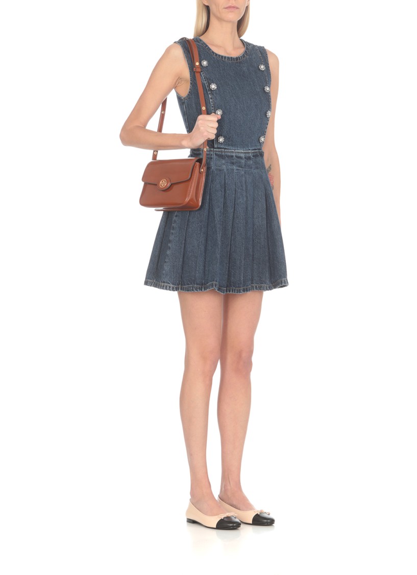 Tory Burch Shoulder Bag With Adjustable Strap And Smooth Finish In Brown