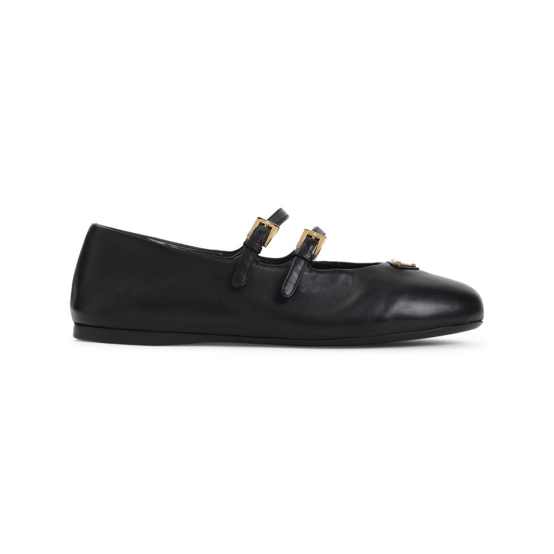 Prada Black Lamb Leather Ballerinas With Decorative Straps