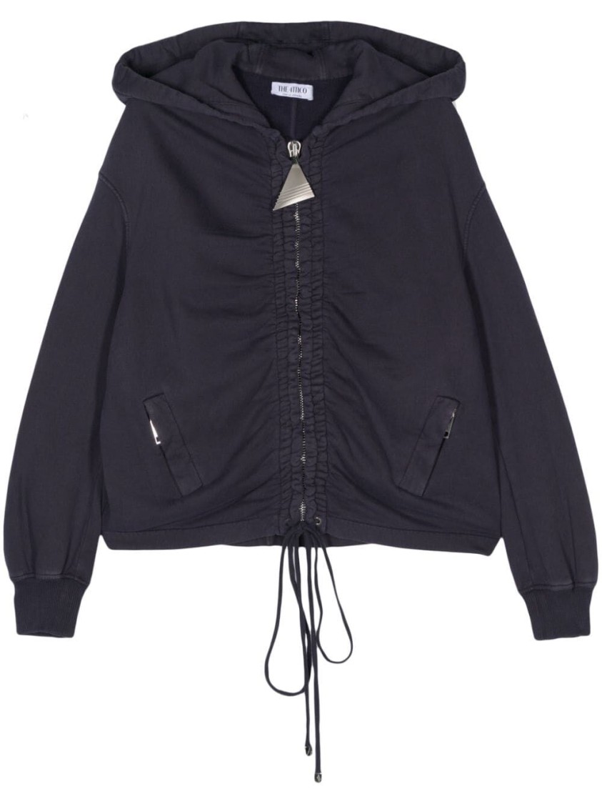 Attico Gathered Front Hoodie In Black