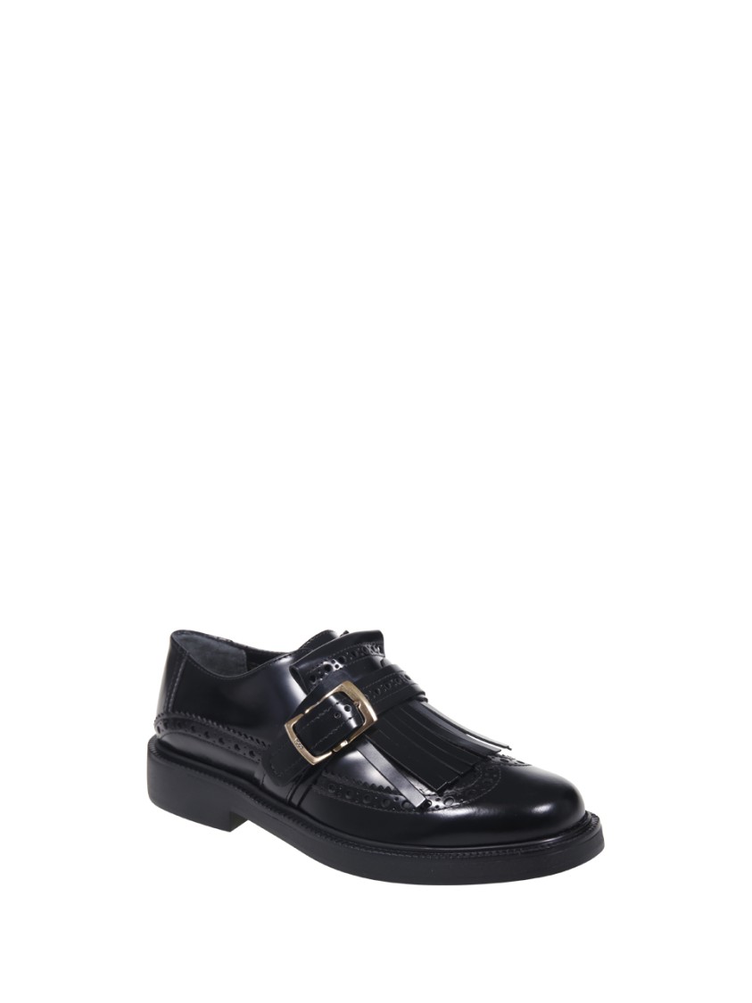 Tod's 20l Loafer With Rounded Toe And Decorative Buckle Strap In Black