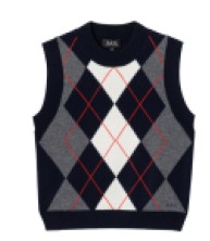 Apc A.p.c. Sleeveless Argyle Pattern Sweater In Blue