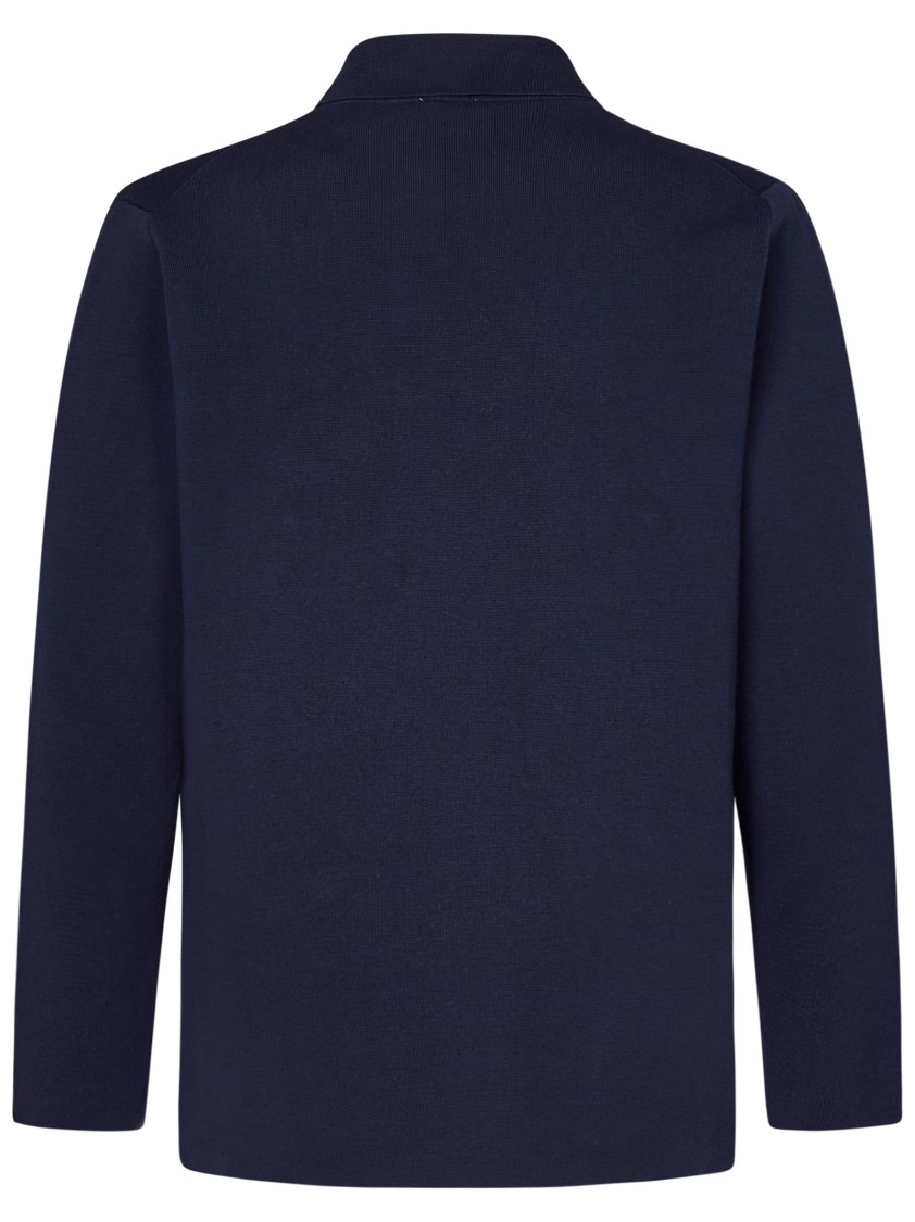 Shop Kiton Navy Cotton Double-breasted Blazer With Peak Lapels