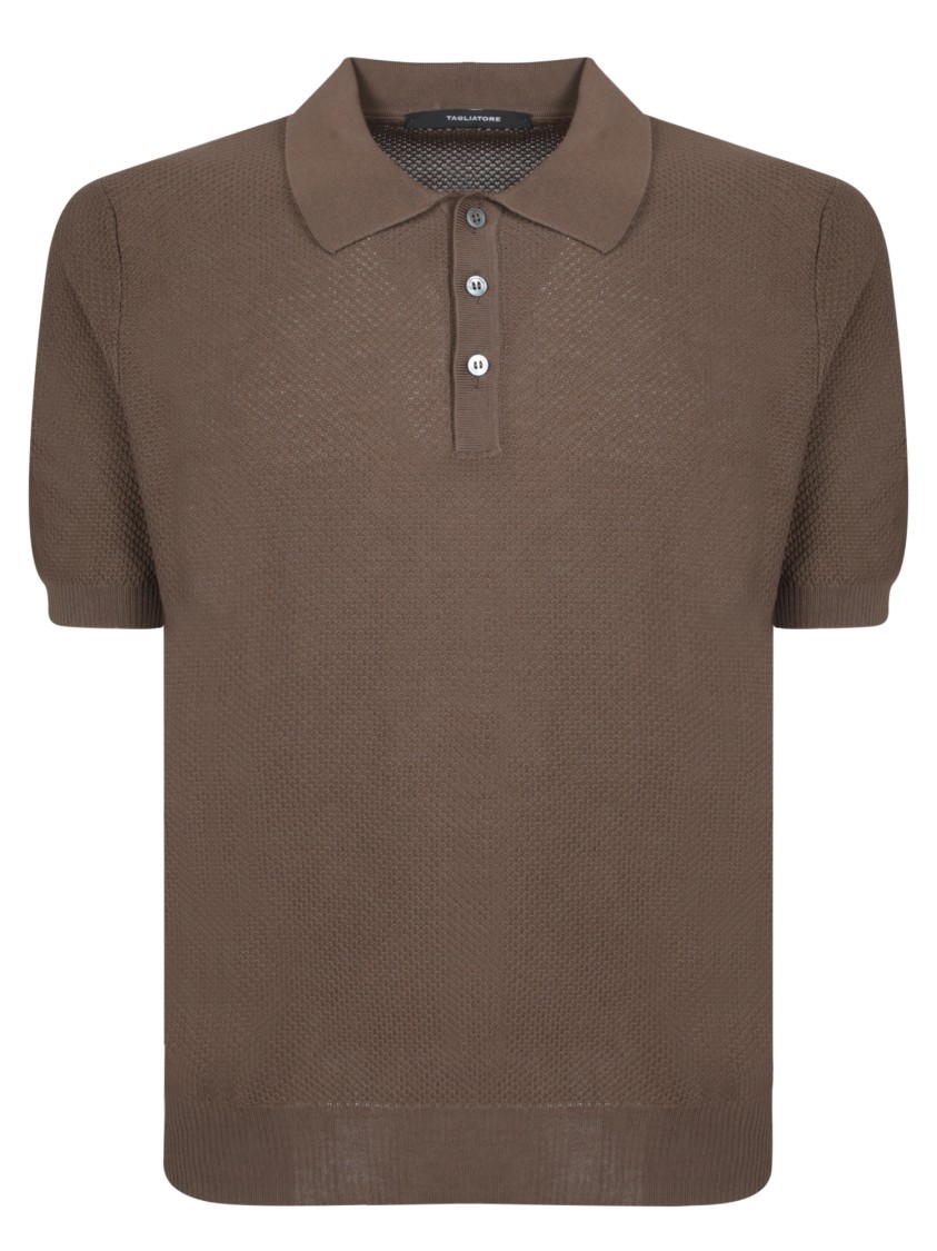 Shop Tagliatore Classic Brown Polo T-shirt