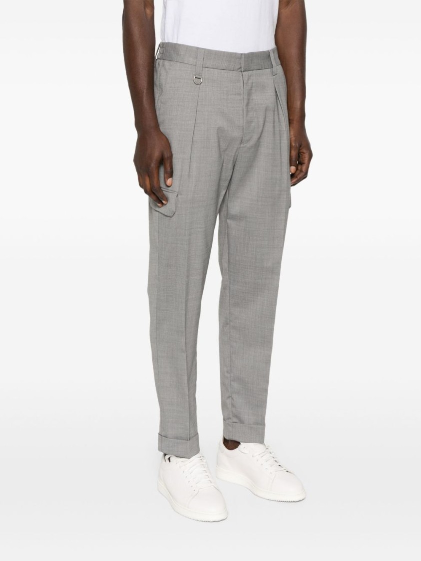 Paolo Pecora Tailored Cropped Trousers With Elastic Waistband In Burgundy