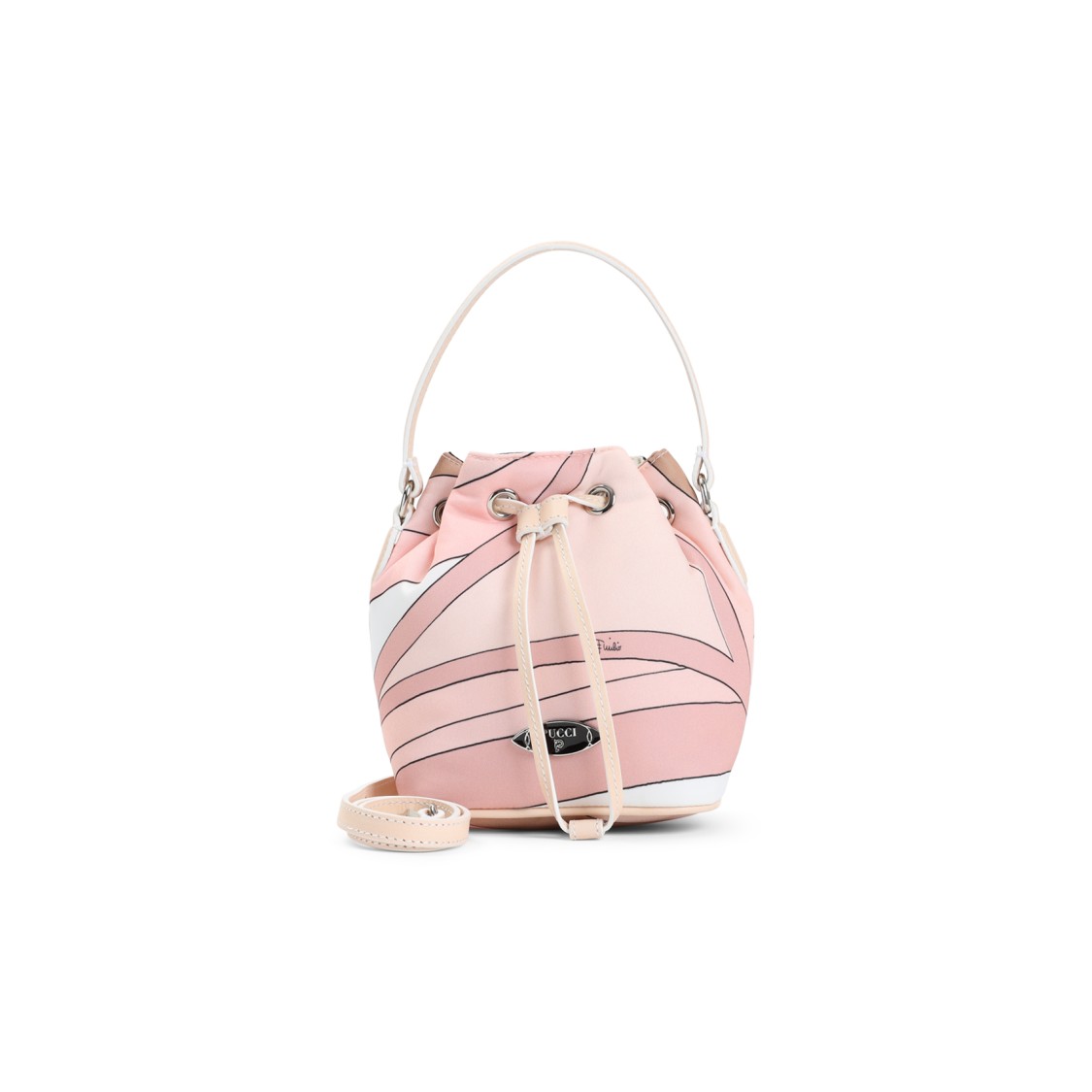 Pucci Pastel Pattern Bucket Shoulder Bag With Drawstring Closure