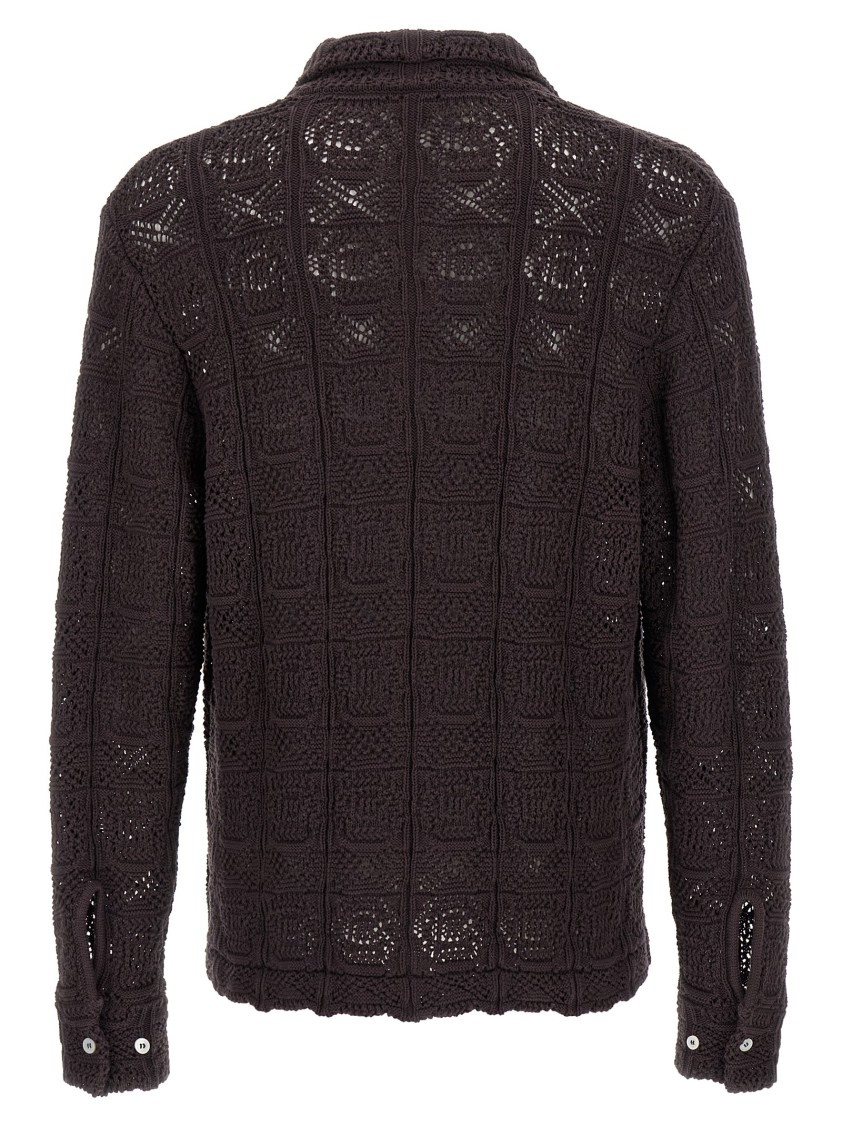 Séfr Myles Brown Knitted Cotton Shirt In Black