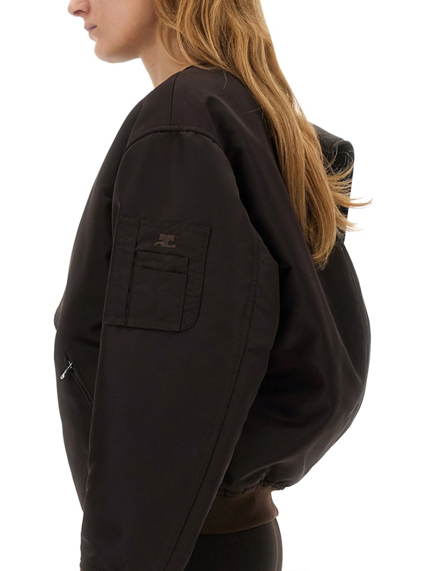 Courrèges Bow Neck Bomber Jacket in Brown | THE LIST