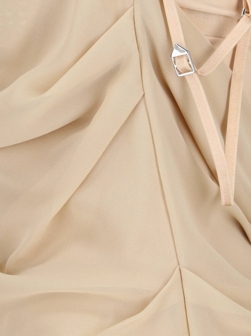 Attico Draped Cowl Neckline Spaghetti Straps In Neutrals
