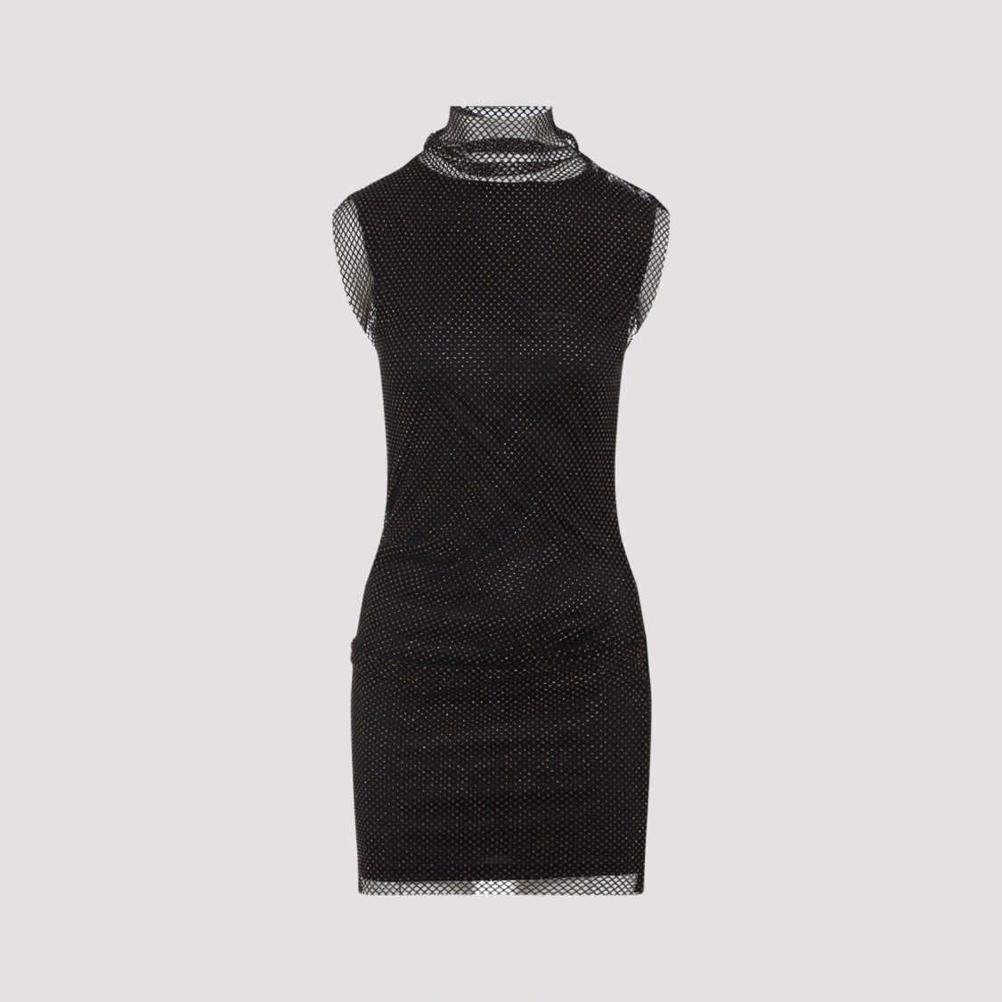 Sportmax Fitted Mini Dress With Textured Mesh Overlay In Black