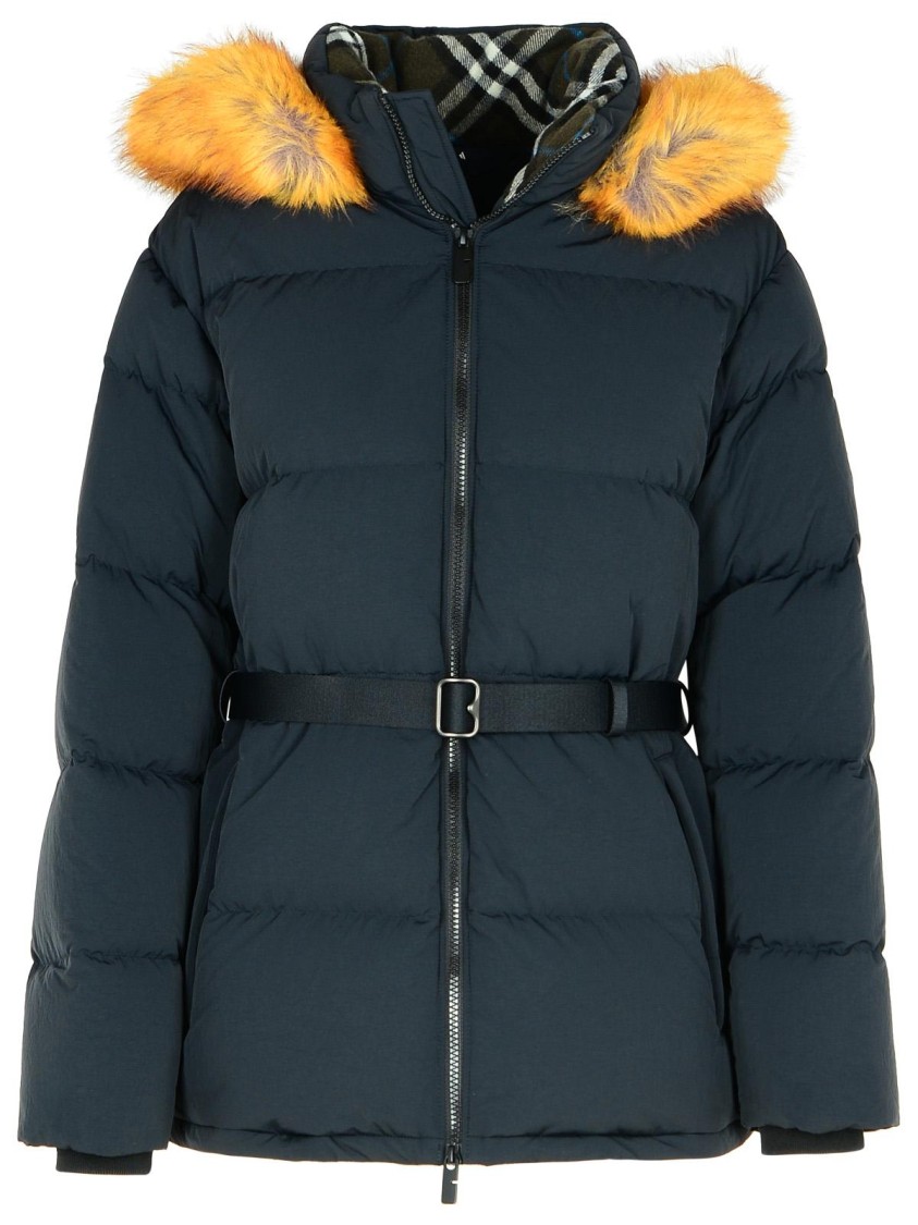 Burberry Blue Nylon Down Jacket In Blue