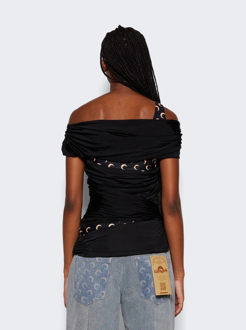 Marine Serre Jersey Draped Off Shoulder Top