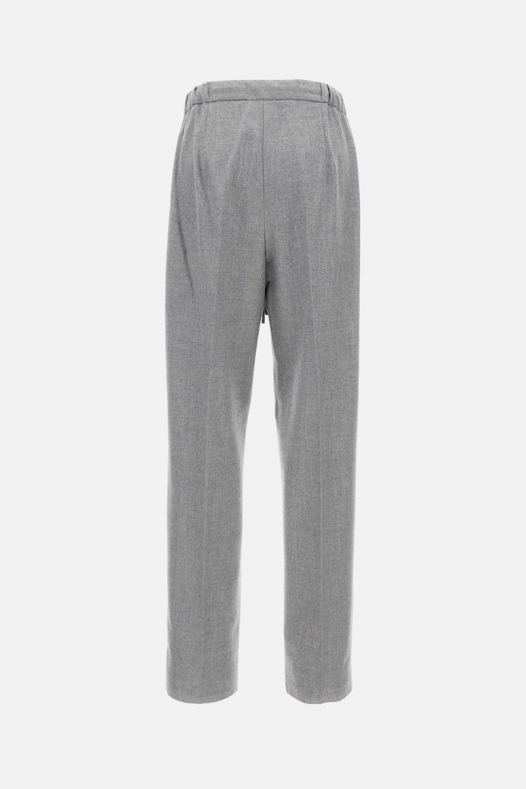 Max Mara Sporty Trousers With Drawstring And Pleated Front In Gray