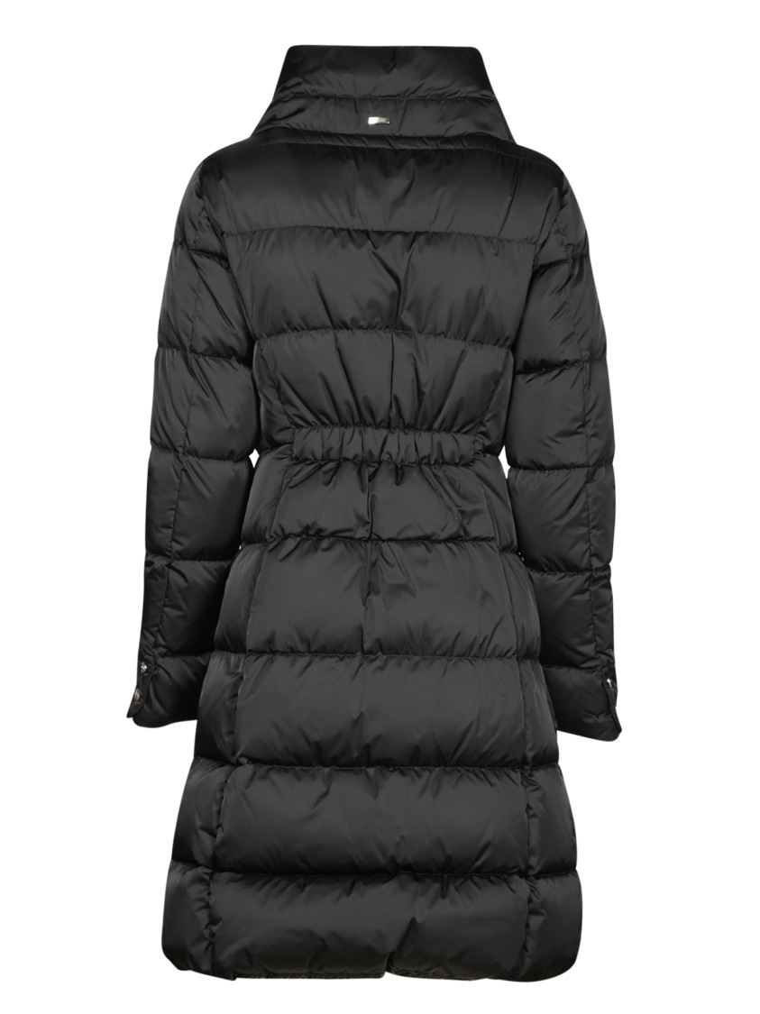 Herno Down Coat With Adjustable Waist And Silhouette In Black