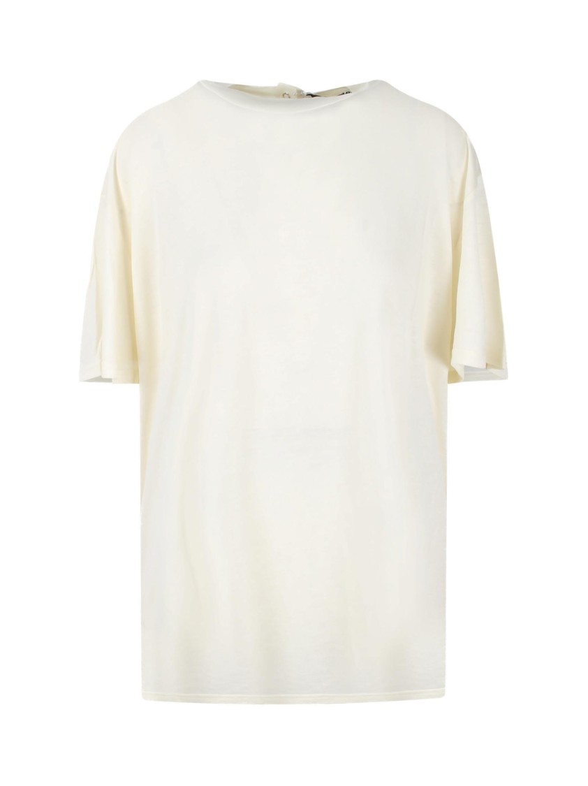 Darkpark Oversized Cotton T-shirt With Unique Vertical Button Closure