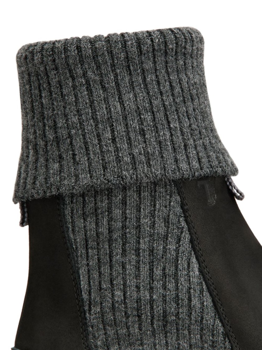 Tod's High Knitted Cuff Sneakers With Textured Upper And Chunky Sole In Black