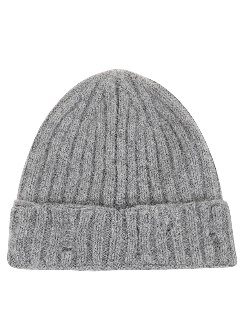 Stella Mccartney Distressed Alpaca Beanie In Grey