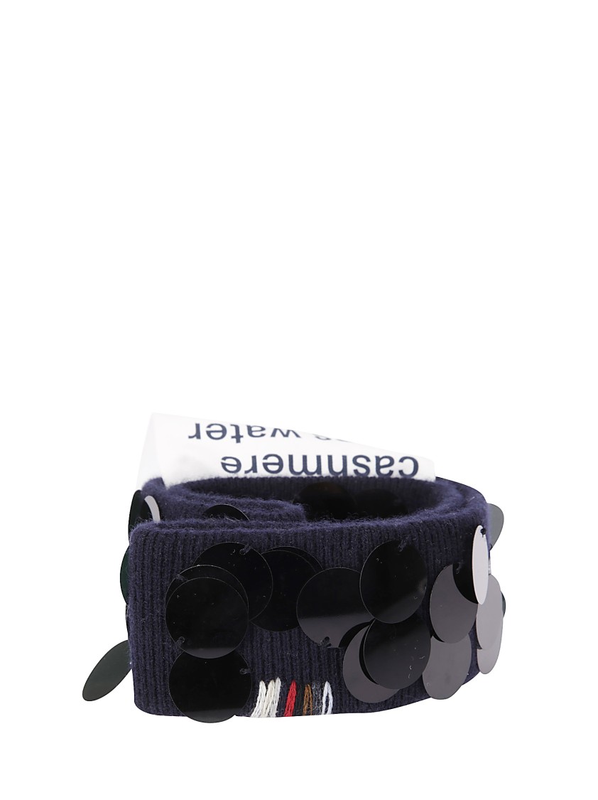 Shop Extreme Cashmere Cashmere Belt With Sequins And Embroidered Logo In Black