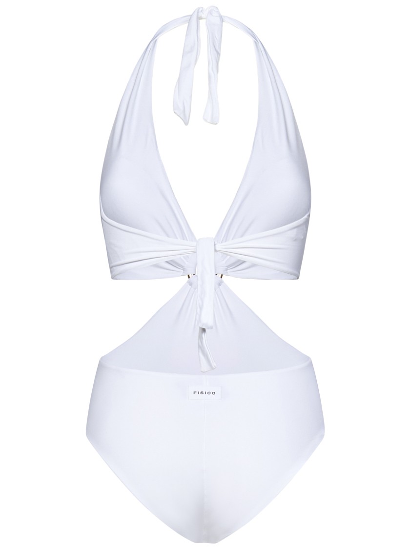Fisico Cristina Ferrari Fisico White Microfiber Trikini With Gold Hardware