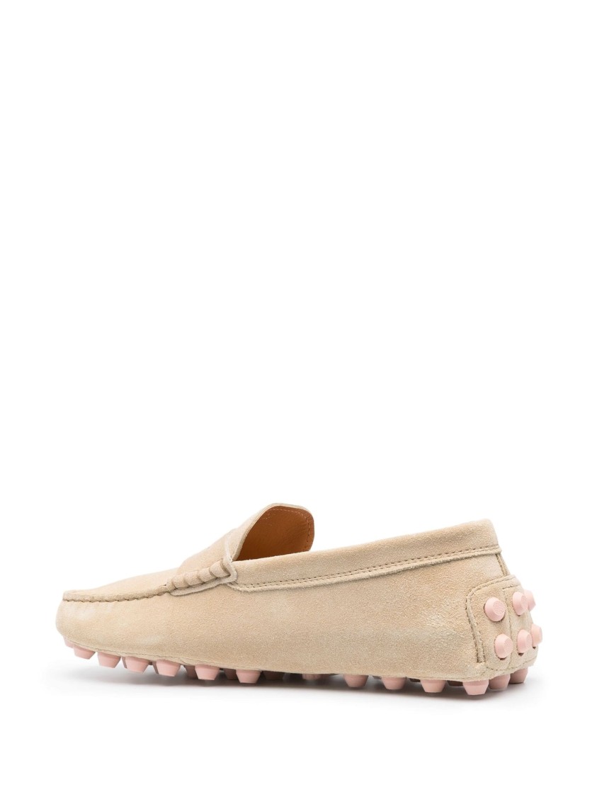 Tod's Gommino Bubble Suede Mocasins In Neutral