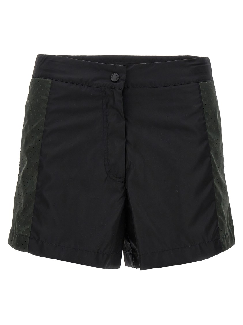 Moncler Combination Panel Active Shorts With Classic Button Closure In Black