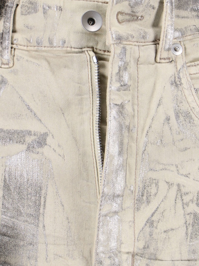 Rick Owens Drkshdw Straight Trousers Flared Metallic Finish In Silver