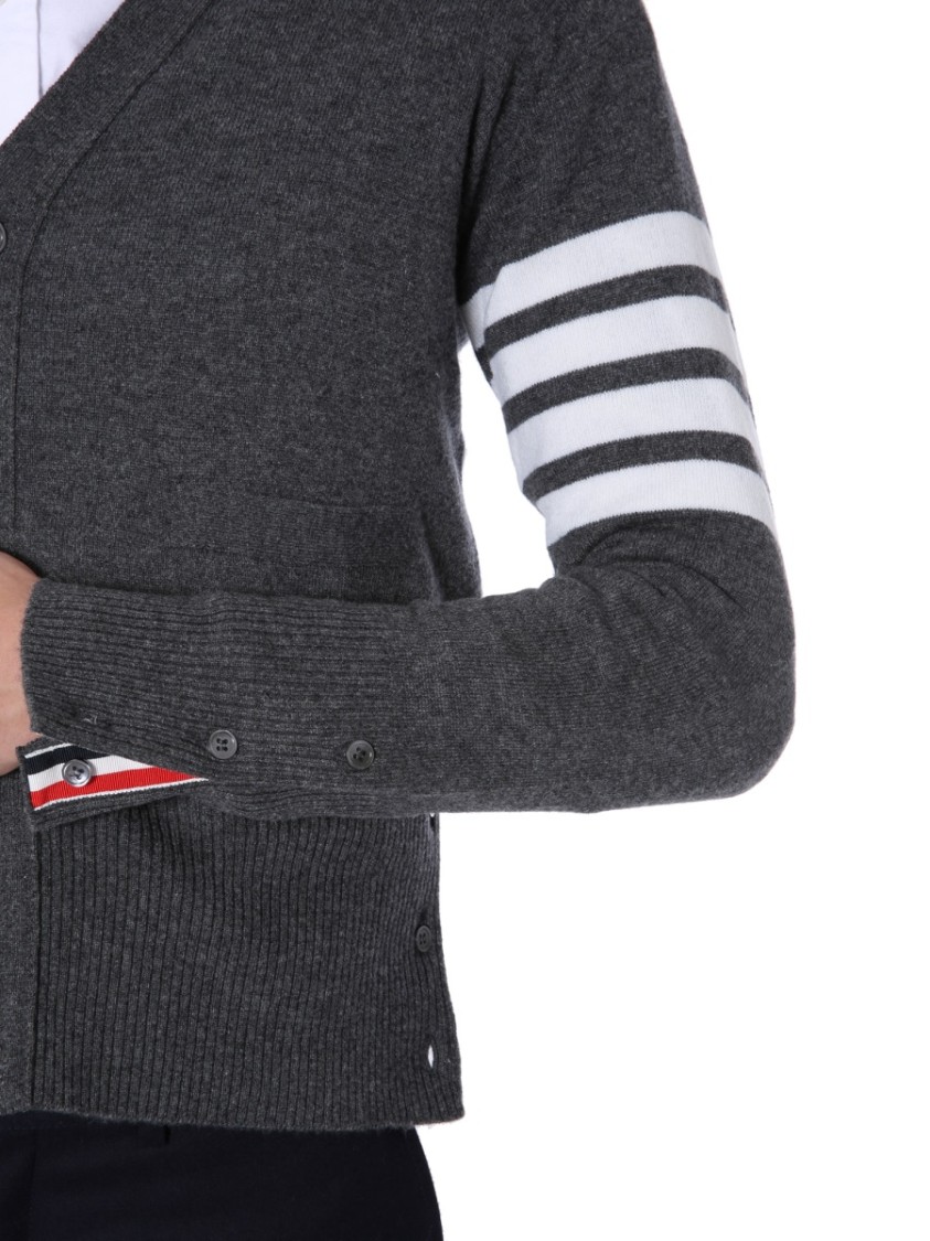Thom Browne 4-bar Cardigan In Gray