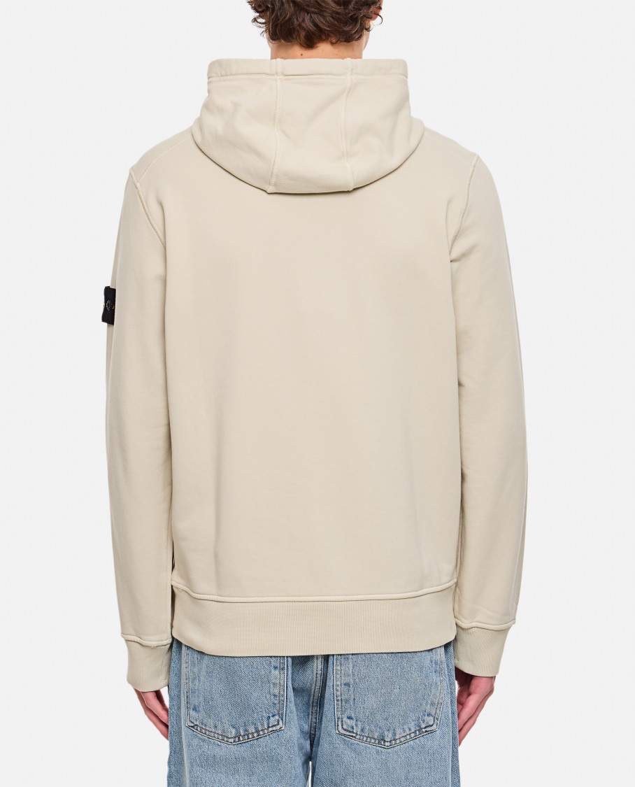 Stone Island Classic Hooded Sweatshirt With Kangaroo Pocketlogo Patch In Neutrals