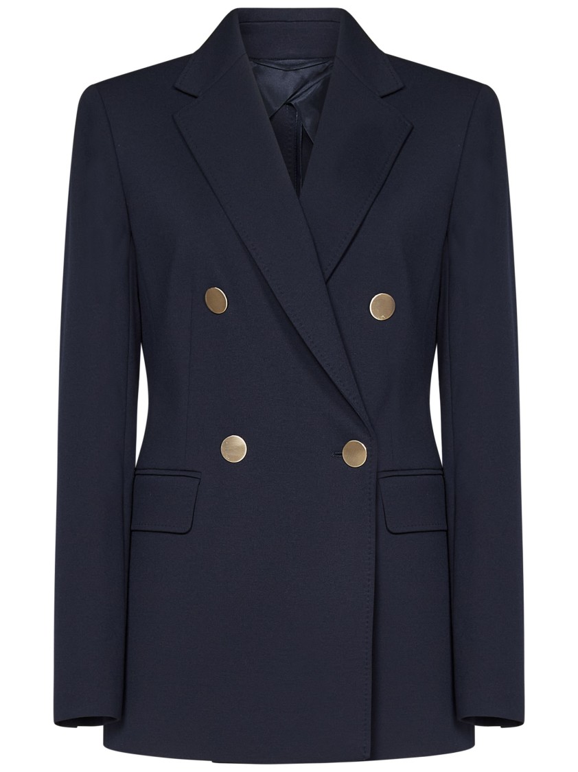 Max Mara Double-breasted Blazer With Gold-tone Buttons And Tailored Fit In Black