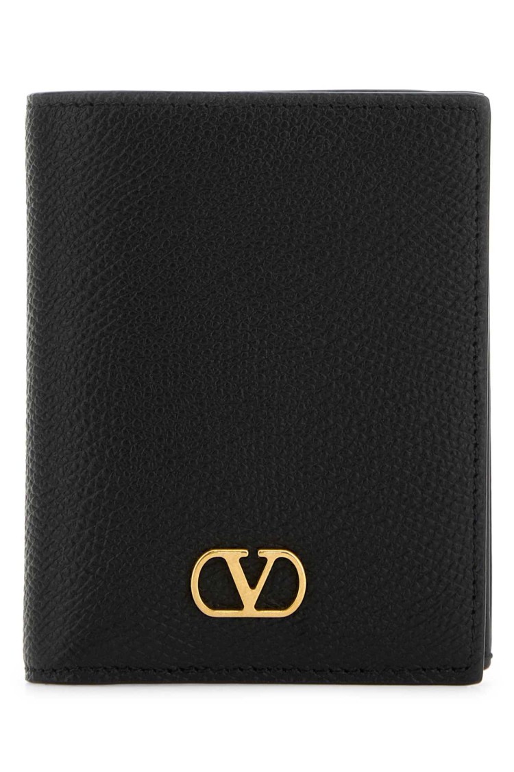 Valentino Portafoglio Vlogo In Pelle Nera Donna In Black