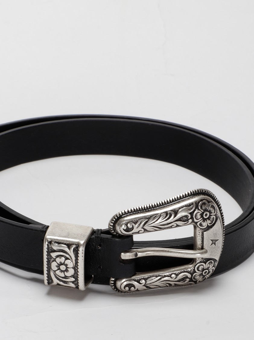 Golden Goose Deluxe Brand Black Vintage Effect Washed Leather Belt In Black