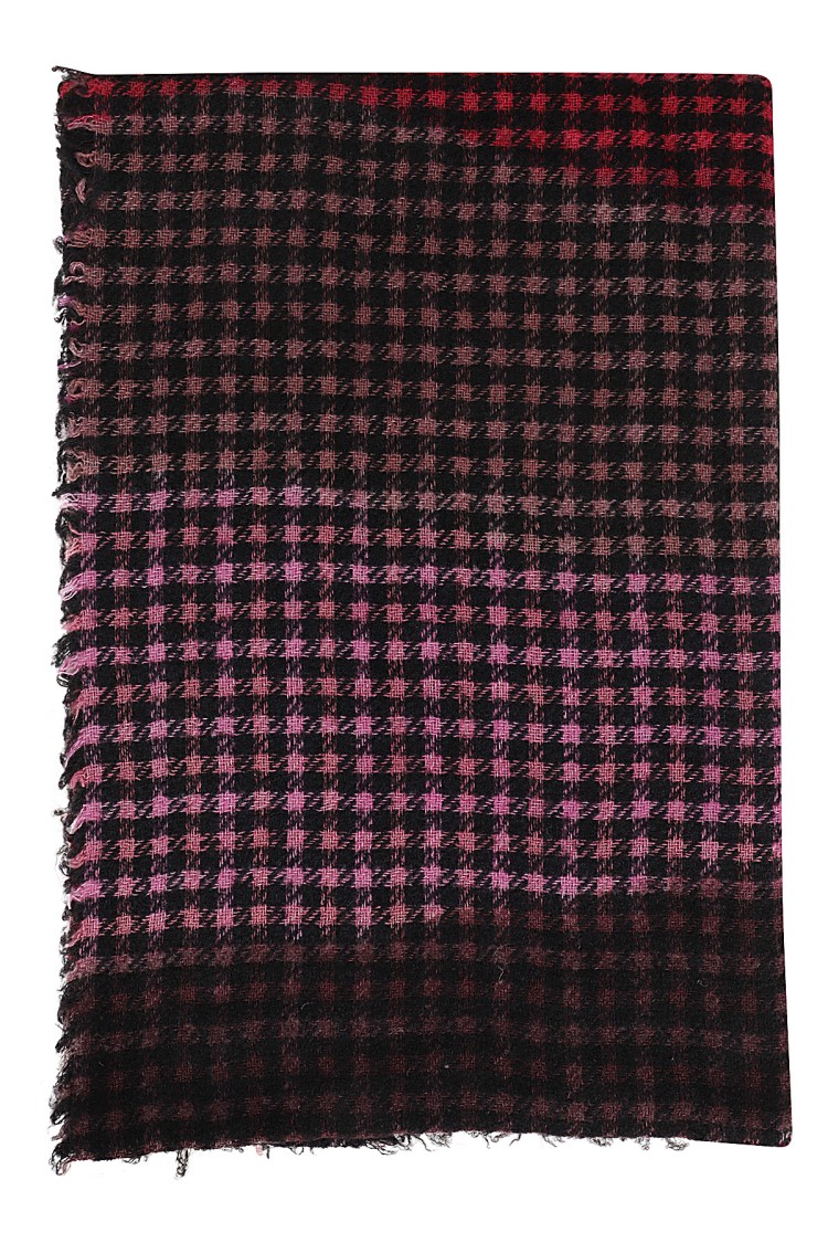 Faliero Sarti Multicolor Houndstooth Scarf With Frayed Hem In Multicolor