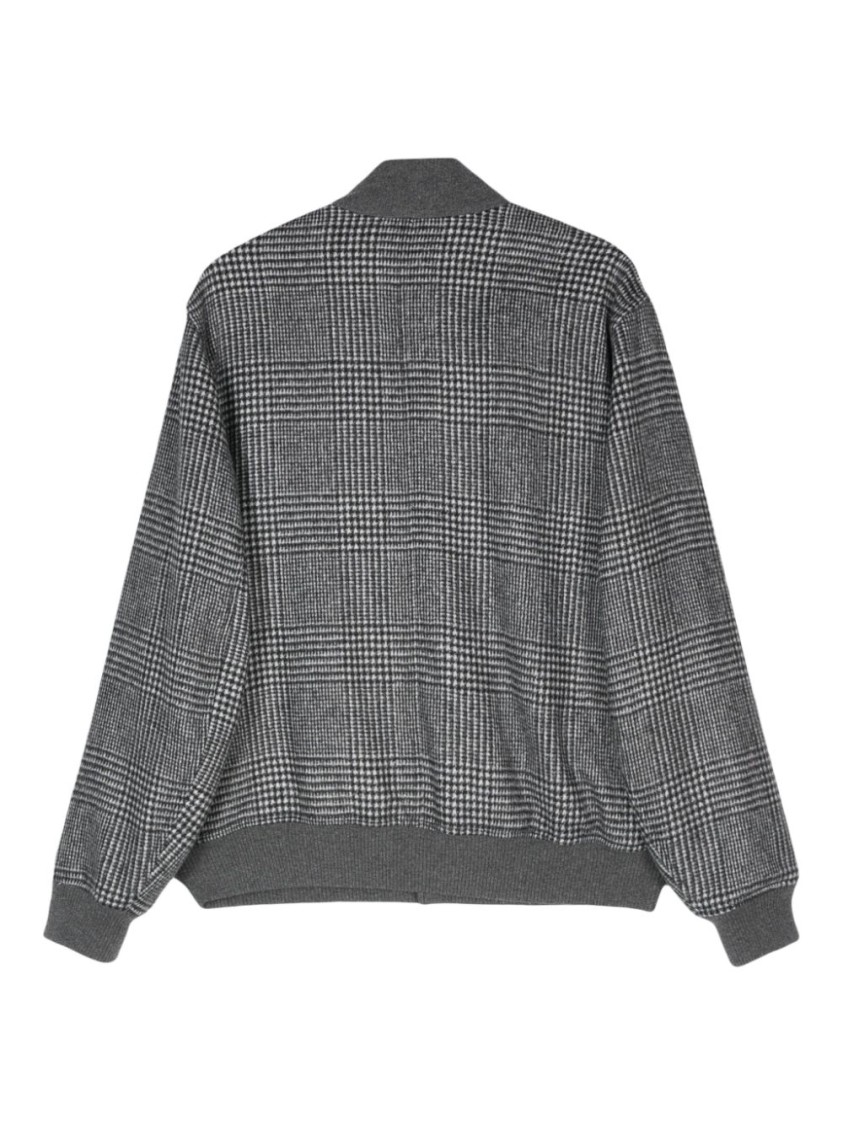 BRUNELLO CUCINELLI BRUNELLO CUCINELLI GREY CHECKED BOMBER JACKET