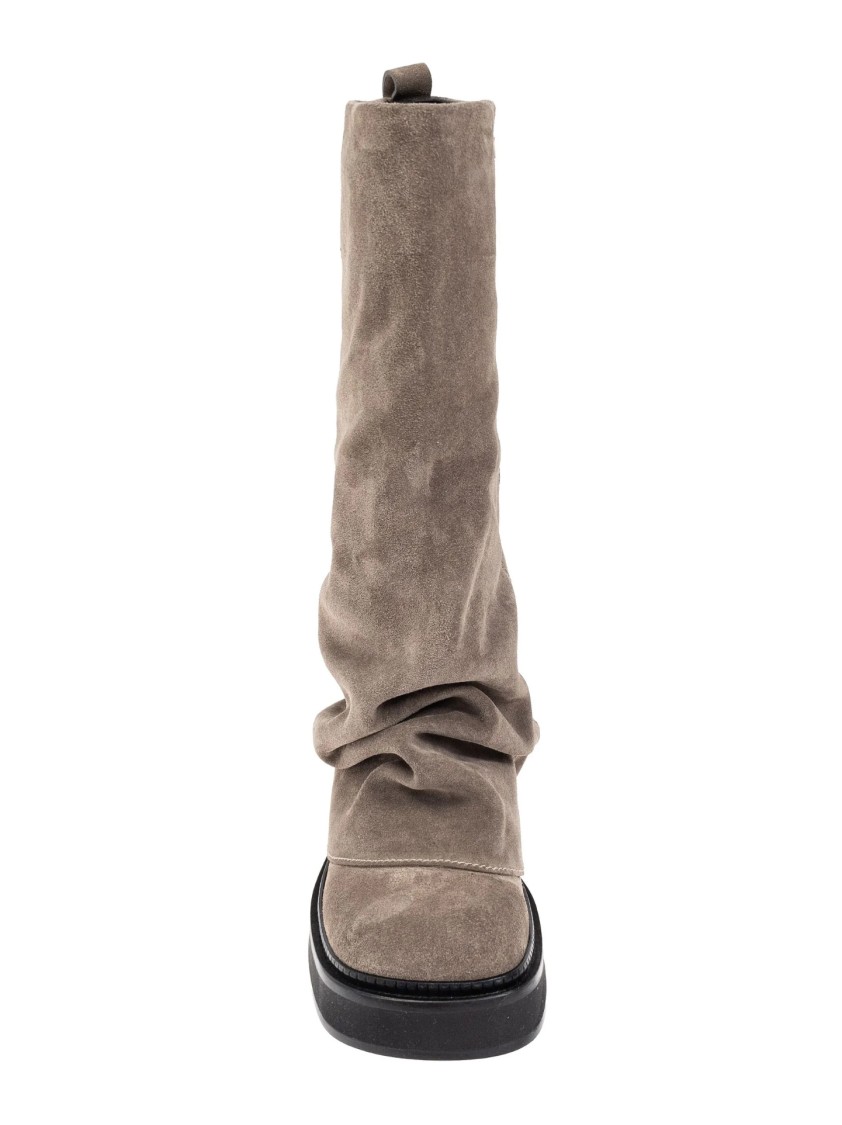 Attico The  Slouchy Suede Boots With Sole In Brown