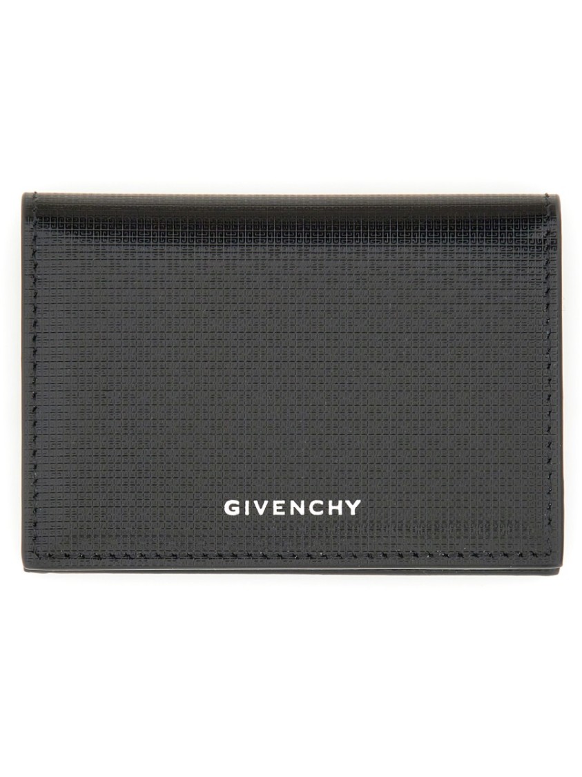 Givenchy Textured Leather Cardholder With Snap Closure In Gray